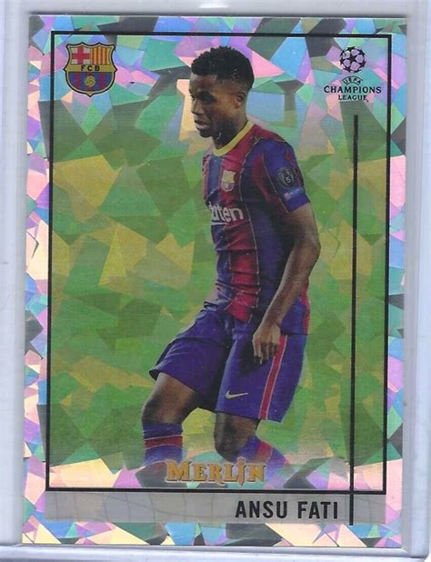 Ansu Fati Topps Merlin Chrome Silver Cracked Ice Refractor D