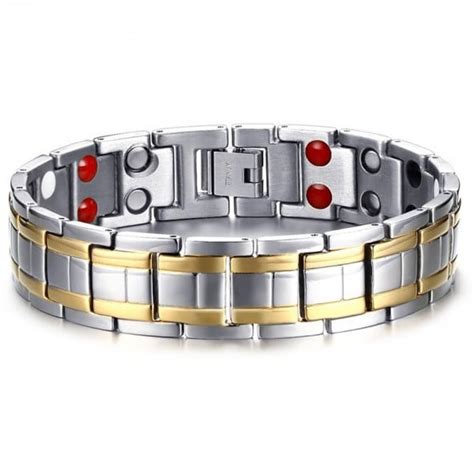 Mens Stainless Steel 2tone Magnetic Bracelet Bijouxstore Webid1413