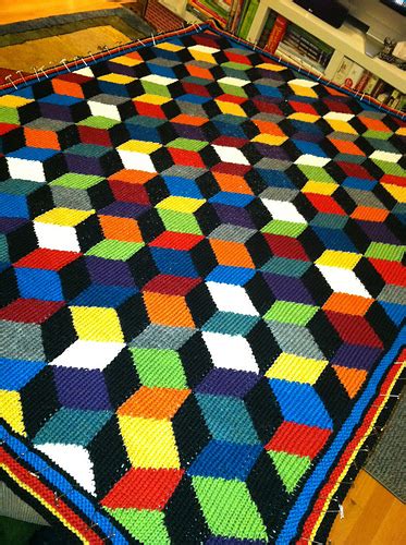 Ravelry New Tumbling Blocks Afghan 10266 15 Colors Pattern By Lion