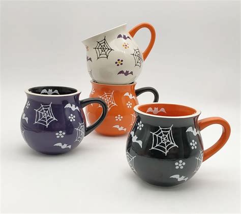 Temp Tations Set Of Halloween Mugs Qvc Mugs Halloween Jars