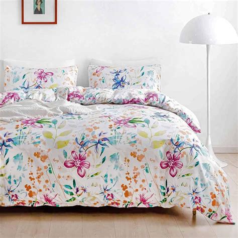 Amazon KimLuxz Colorful Floral Duvet Cover Queen Size 3pc Spring