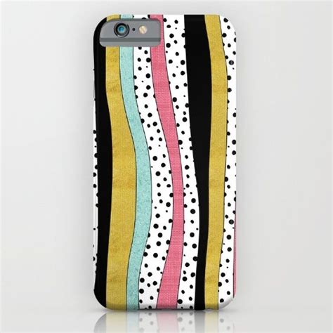 Polka Pink Blue Gold Wavy Stripes Iphone And Ipod Case By Doucette Designs Society6 Stripe