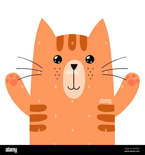 Funny Ginger Cat Isolated Element Cute Feline Character In Cartoon