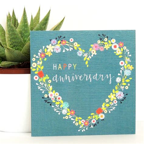 Teal Anniversary Greetings Card By Kali Stileman Publishing