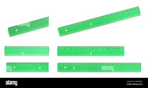 Set With Different Rulers With Measuring Length Markings In Centimeters