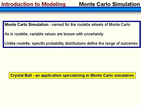 Introduction To Modeling Monte Carlo Simulation Experience Provides