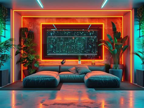 Premium Photo Room Decor Redefined Embrace Vibrant Neon Colors And Futuristic Cyberpunk