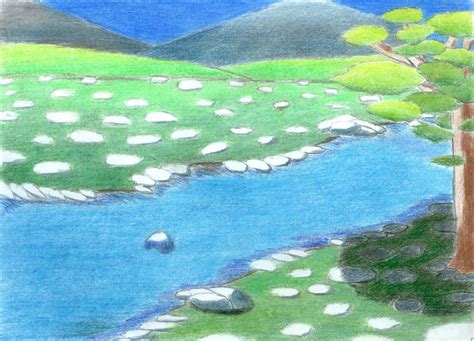 A peaceful landscape drawing by roarodon07 on DeviantArt