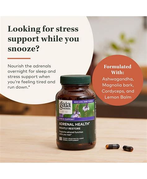 Gaia Herbs Adrenal Health Nightly Restore Adrenal Support Herbal