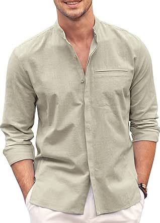 Amazon Coofandy Camisa De Algod N Y Lino Para Hombre Camisas De