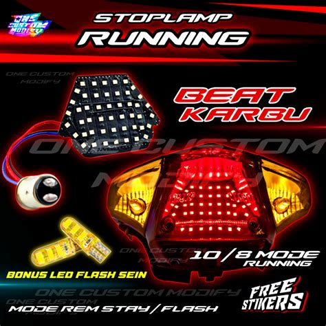 Jual STOPLAMP RUNNING BEAT KARBU LAMPU LED REM BELAKANG MOTOR ONE