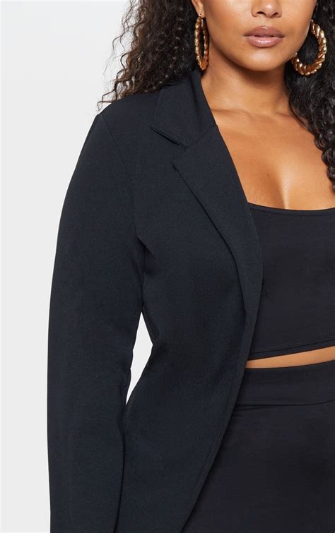 Plus Black Longline Blazer Plus Size Prettylittlething