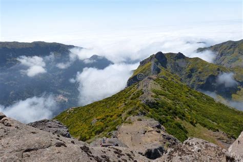 Hike To Mountain Pico Grande Madeira Island Portugal Stock Image