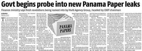 Govt Begins Probe Into New Panama Paper Leaks Business Standard