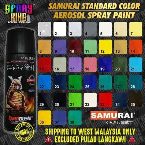 Samurai 38 Colors Samurai Standard Colour 400ml Aerosol Spray Paint Cat ...