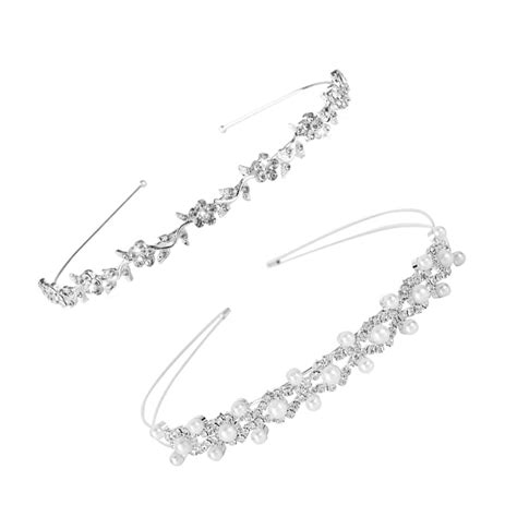 Csirnto 2 Stück Haarreif Braut Faux Perlen Strass Kopfband Braut