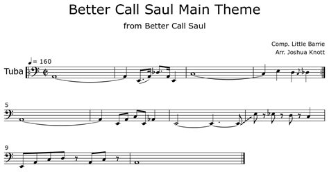 Better Call Saul Main Theme Sheet Music For Tuba