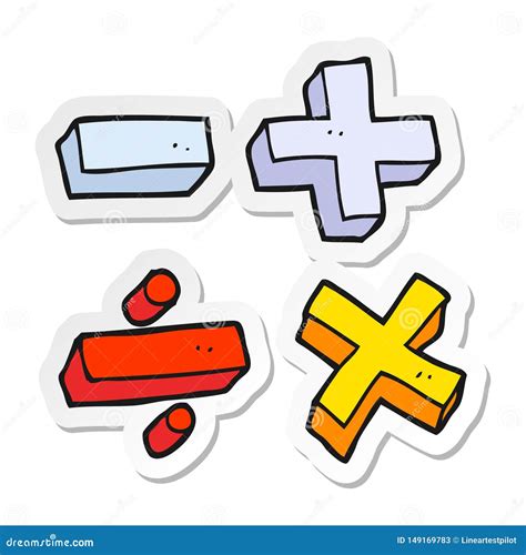 Sticker Of A Cartoon Math Symbols Stock Vector Illustration Of Funny