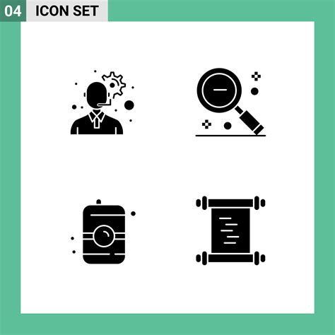 Set Of Commercial Solid Glyphs Pack For Customer Service Food Magnifier