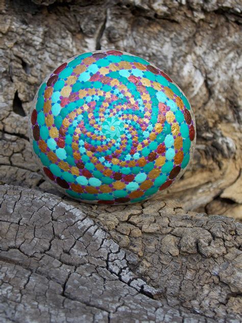 Mandala Stone Painted River Stone Meditation Stone Sacred Geometry