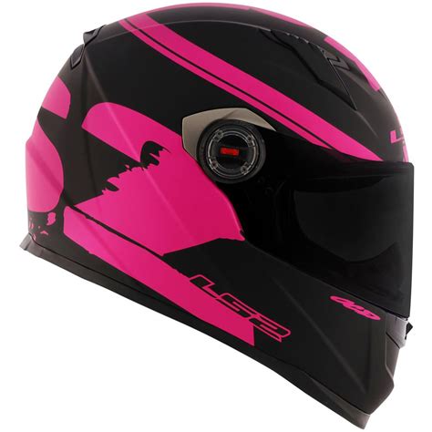 Capacete Ls Ff Fluo Preto Fosco C Rosa Shopee Brasil