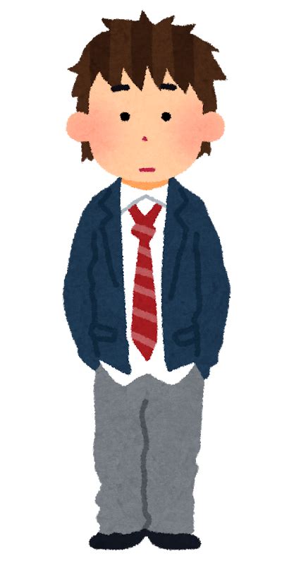 よれよれの制服を着た学生のイラスト（男子・ブレザー） かわいいフリー素材集 いらすとや