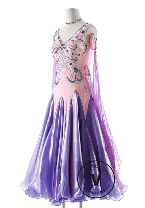 Lilac Color Butterfly Dance Ballroom Smooth Competition Dance Dress