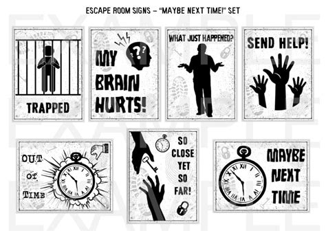 Escape Room Signs Maybe Next Time Pdf Set Of 7 For After Escape Room