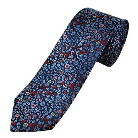 Tresanti Celeste Navy Light Blue Red Pink White Floral Pattern Men