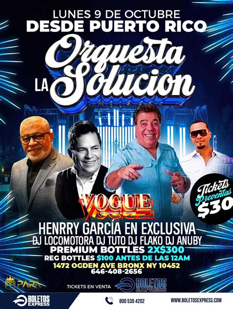 Orquesta La Solucion And Henry Garcia Tickets Boletosexpress