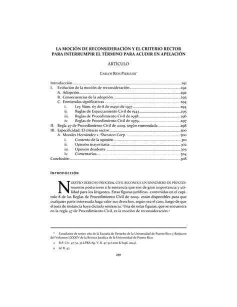 LA MOCIÓN DE RECONSIDERACIÓN Y EL CRITERIO RECTOR