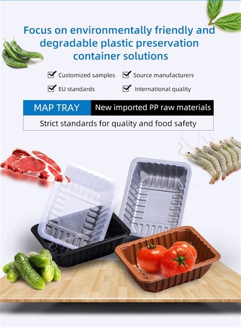 Supermarket Frozen Fresh Food Black Pp Meat Tray Container For