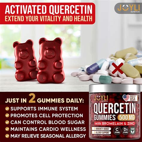 JOYLI Quercetin Gummies Quercetin With Bromelain Zinc Vitamin C