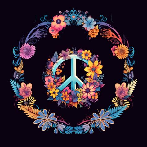 Boho Floral Peace Sign Galt Ocean Designs