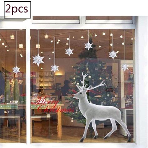 Christmas Sticker Window Decoration White Large Moose Window Sticker ...