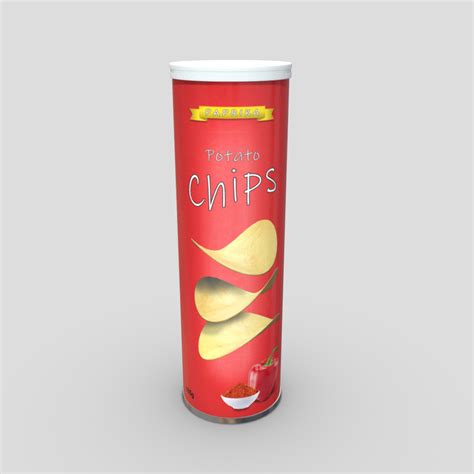 Potato Chips Tube Low Poly Pbr 3d Model Plaggy