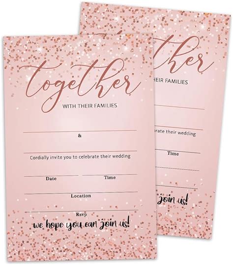 Amazon Wwongxianb Set Of Wedding Rose Gold Glitter Invitations