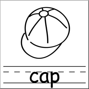 clip art basic words cap bw labeled  abcteachcom