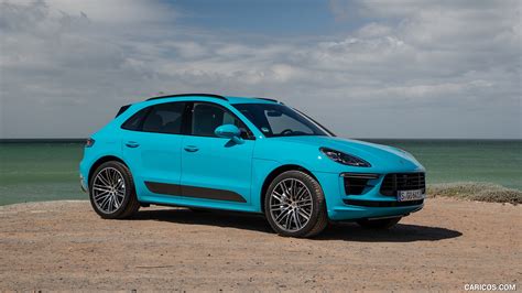 Porsche Macan Turbo | 2020MY (Color: Miami Blue) | Front Three-Quarter