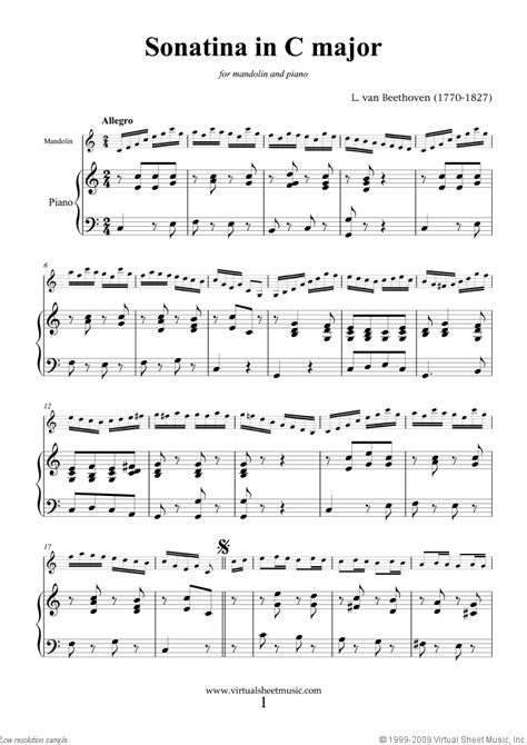 Sonatina in C major sheet music for mandolin and piano (PDF)