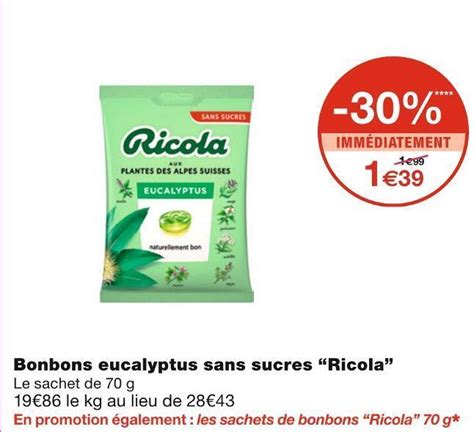 Promo Ricola Bonbons Eucalyptus Sans Sucres Chez Monoprix