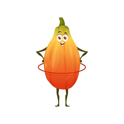 Premium Vector Cartoon Papaya Fruit Character With Hula Hoop