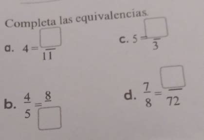 Solved Completa Las Equivalencias A C B D