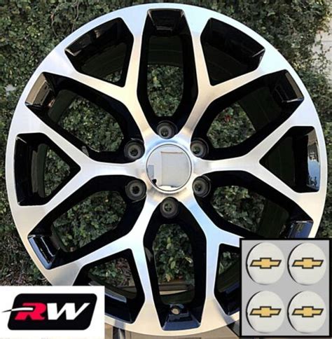 20 X9 Inch Chevy Suburban RW Replica Snowflake Wheels Machined Black