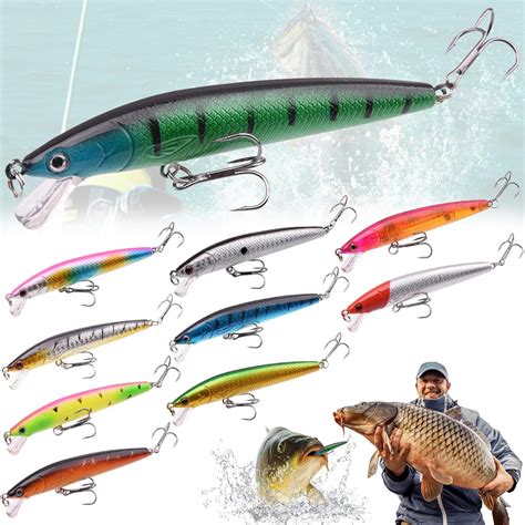 Liekadijiae 10 Pezzi Pesca Realistico Kit Spinning Esca Finta Trota