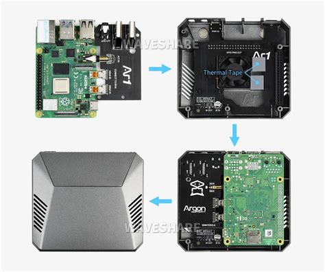 Type 1 Boîtier en aluminium Argon One M 2 pour Raspberry Pi 4 modèle B