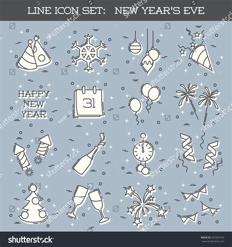 New Years Eve Icon Set Eps10 Stock Vector Royalty Free 529336192