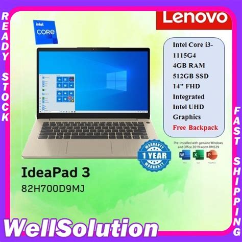 Lenovo IdeaPad 3 14ITL6 82H700D9MJ 14 FHD Laptop Sand I3 1115G4