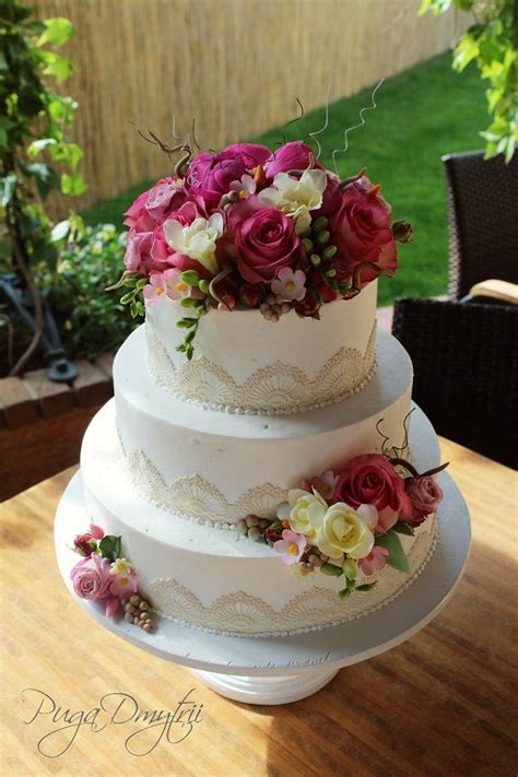 Wedding Cake With Flowers Decorated Cake By Dmytrii Cakesdecor