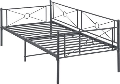 Metalen Bed Alvesta Met Bedbodem 90x200 Cm Donkergrijs Bol